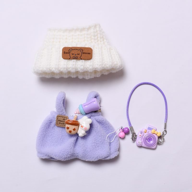 Designed for Labubu-Clothes, High-End Fashion Doll Clothes for Labubu-Accessories (No Doll Included), Outfit Set 5 Pieces Suitable for 15cm & 17cm The Monsters Series (JK-Green)