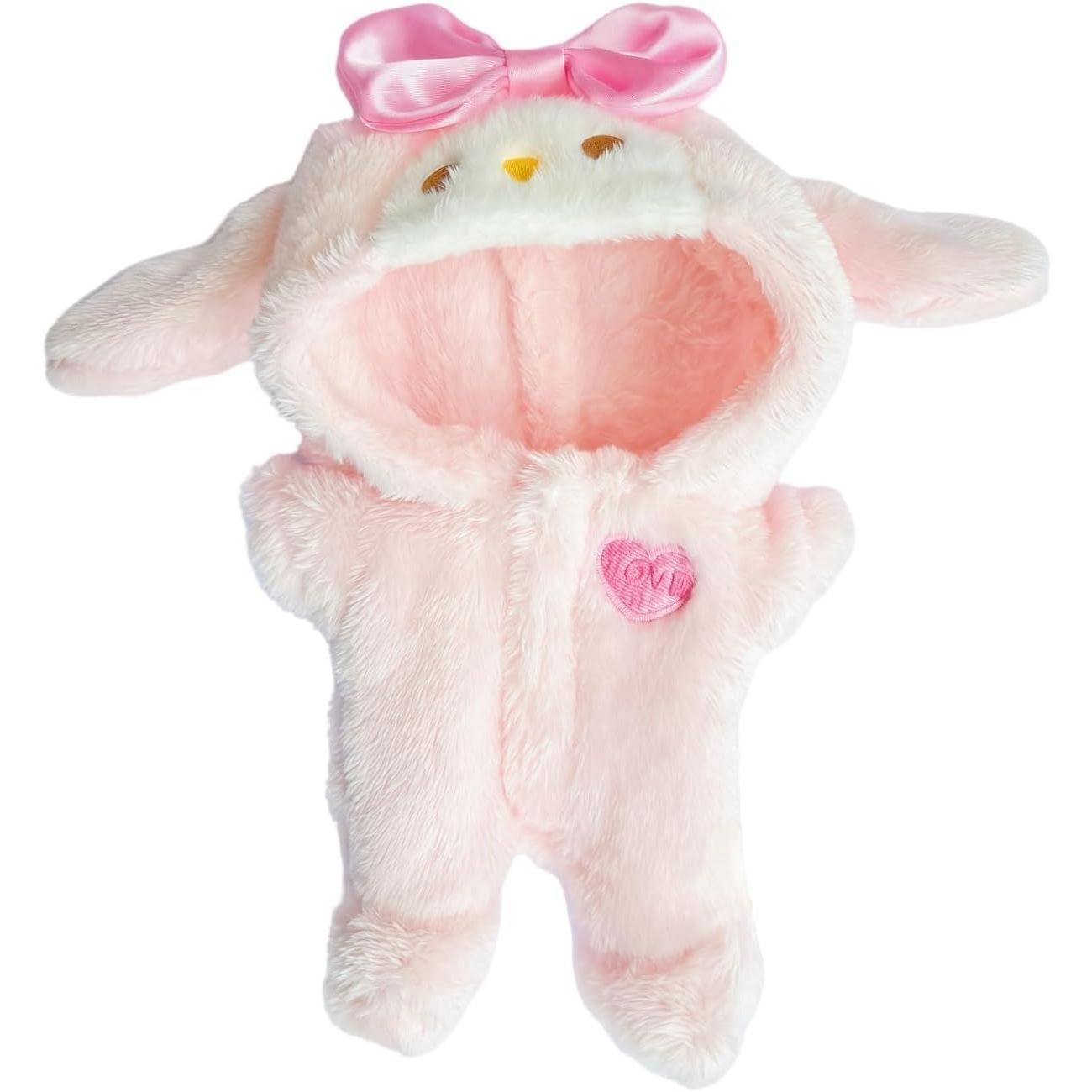 LABUBU DOLL CLOTHES - PINK MELODY SET (No Doll Included), Overalls Set for 6.7inch Plush Doll Suit, Faking Animal Style Outfit Jumpsuit, Cute Fashion Dress Up Clothes Accessories for 1st/2nd/3rd Gen LABUBU (Rabbit)