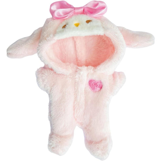 LABUBU DOLL CLOTHES - PINK MELODY SET (No Doll Included), Overalls Set for 6.7inch Plush Doll Suit, Faking Animal Style Outfit Jumpsuit, Cute Fashion Dress Up Clothes Accessories for 1st/2nd/3rd Gen LABUBU (Rabbit)