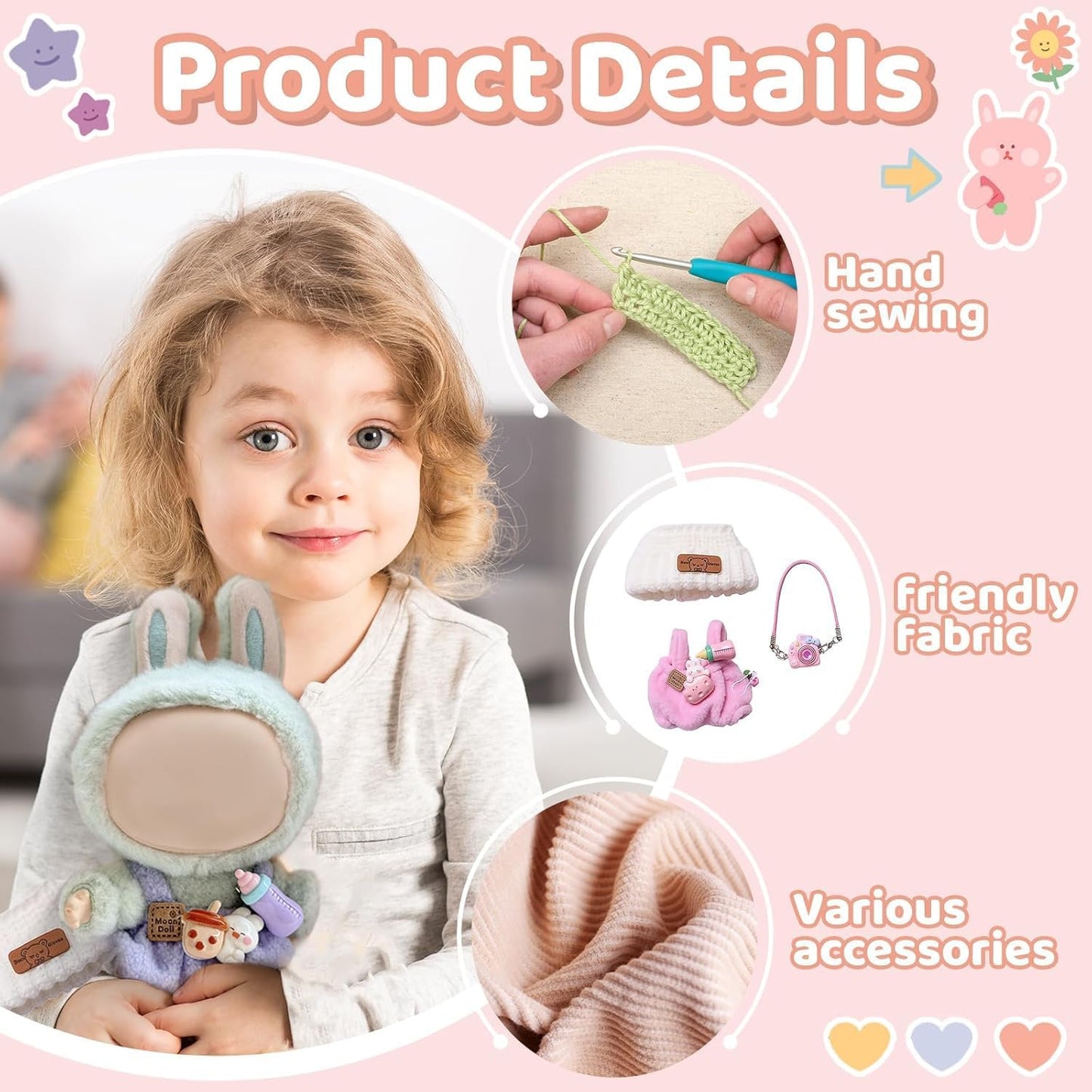 LABUBU CLOTHES - Handcrafted Crochet 3-Piece Set, Premium Outfit with Stylish Clothes Accessories for LABUBU