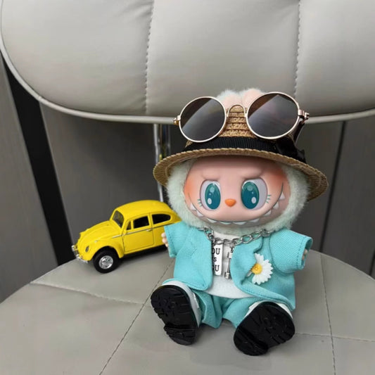 Handmade LABUBU Clothes (17CM), G-Dragon Style Navy Blue Suit Outfit – Korean GD Fashion Style Doll Clothes