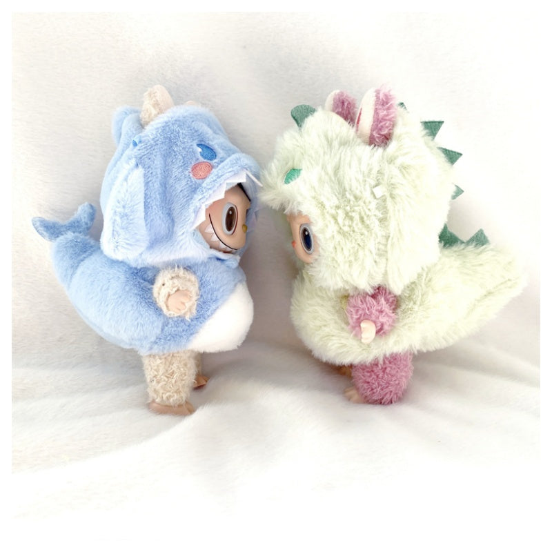 Kawaii Labubu Plush Keychain Outfit Set Dinosaur & Bee for 1st/2nd Gen Vinyl Dolls