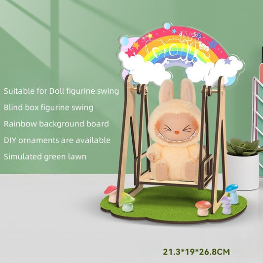 POP MART Labubu Forest Swing - Wooden DIY Hanging Seat for Plush Dolls Have a Seat Series