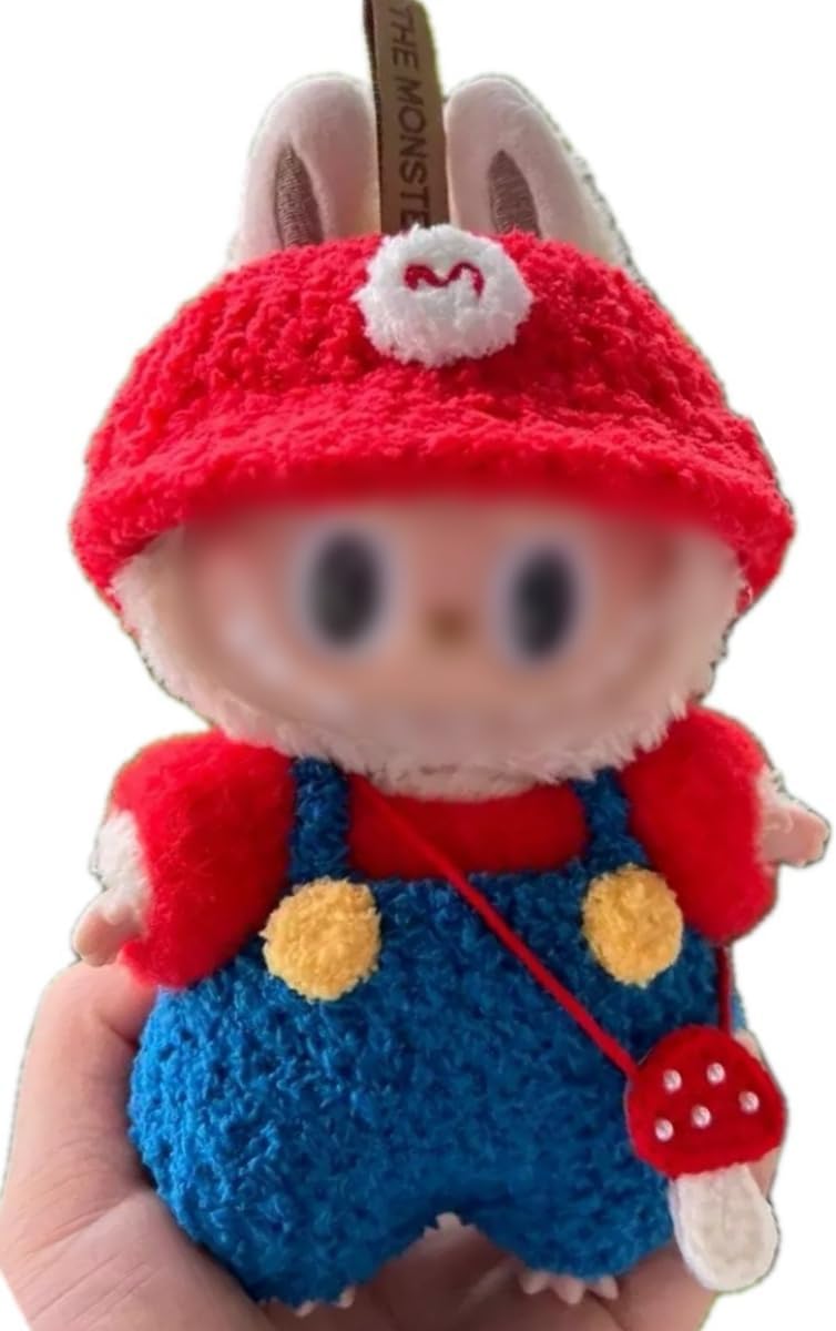 Plush Clothing for Labubu (NO Doll) for Macaron for Have a Seat and for Big into Energy,Handmade Plush Clothes Set for 6.7 inches Doll,Premium Outfit with Accessories for Labubu V1/V2/V3 (Puppy)