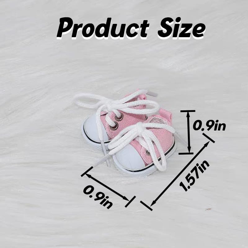 Mini Doll Shoes, 1 Pair Cute Lace Up Canvas Sneakers Compatible for 17cm/15cm Doll Shoes Toy Outfit Accessories(White)