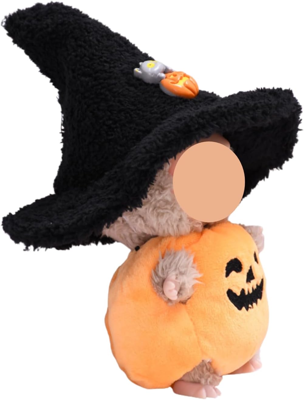2-Piece Halloween Costume Set for 15cm 17cm Dolls Pumpkin Dress Witch Hat Gift Party Decoration (No Doll) (Pumpkin Set Black Hat)