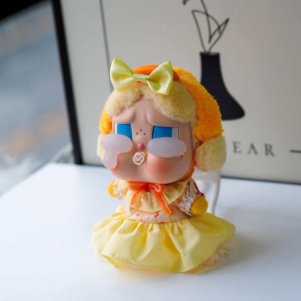 14cm Crybaby Clothes Set, Yellow Dress & Butterfly Hair Clip Set for 14cm Crybaby Accessories Suit, Cute Clothes for Crybaby Dress up with a Unique Style[Doll not Included]