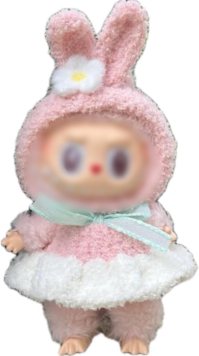 Plush Clothing for Labubu (NO Doll) for Macaron for Have a Seat and for Big into Energy,Handmade Plush Clothes Set for 6.7 inches Doll,Premium Outfit with Accessories for Labubu V1/V2/V3 (Puppy)