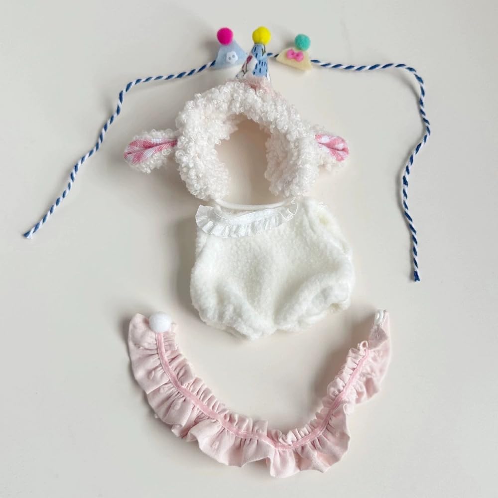 Clothes for 17cm Labubu Halloween Clothes, Cute Outfit and Hat for Labubu Dresses, Fashion Handmade Accessories for Labubu Doll (Pumpkin)