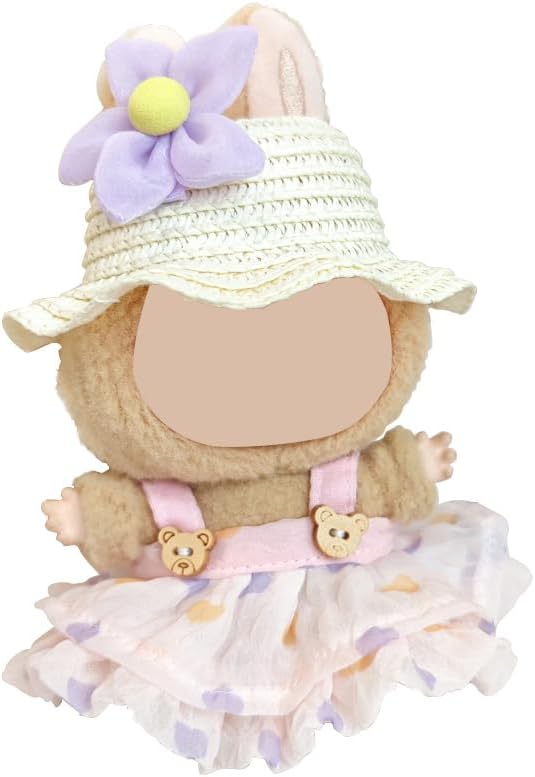 Clothes for Labubu, Dress Outfit Set 3 Pieces Suitable for Labubu Accessories, Dress Up Hats Clothes for Labubu Doll, Compatible with 15cm & 17cm Labubu(No Doll Included) (Green)
