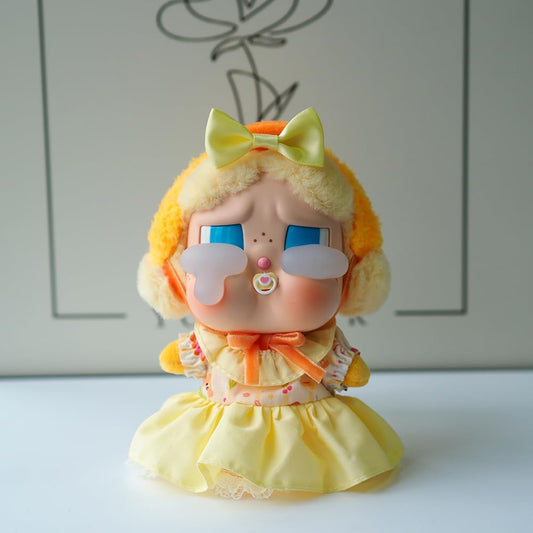 14cm Crybaby Clothes Set, Yellow Dress & Butterfly Hair Clip Set for 14cm Crybaby Accessories Suit, Cute Clothes for Crybaby Dress up with a Unique Style[Doll not Included]