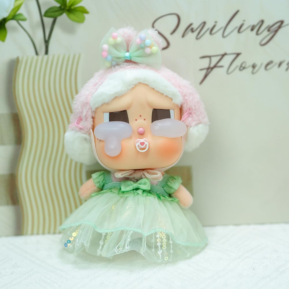 Crybaby Clothes for Doll - Tulle Dress with Hair Bow for 14cm Dolls, Adorable Crybaby Accessories for Play & Display, 5.5" Doll Clothing (Style D)