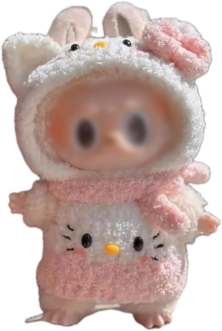 Plush Clothing for Labubu (NO Doll) for Macaron for Have a Seat and for Big into Energy,Handmade Plush Clothes Set for 6.7 inches Doll,Premium Outfit with Accessories for Labubu V1/V2/V3 (Puppy)