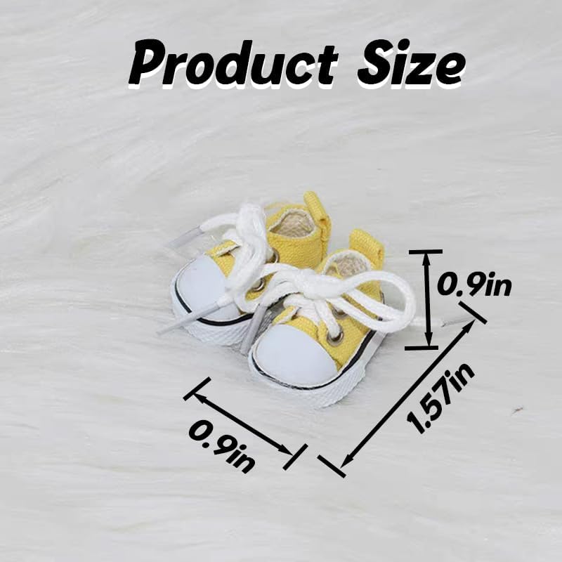 Mini Doll Shoes, 1 Pair Cute Lace Up Canvas Sneakers Compatible for 17cm/15cm Doll Shoes Toy Outfit Accessories(White)