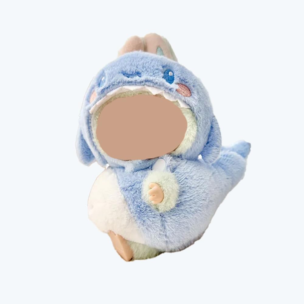 Cute LABUBU The Monster Doll Clothes Set - Fantasy Elf Outfits, Rainbow & Sitting Party Style, Kawaii Overalls + Top (Hamburger)