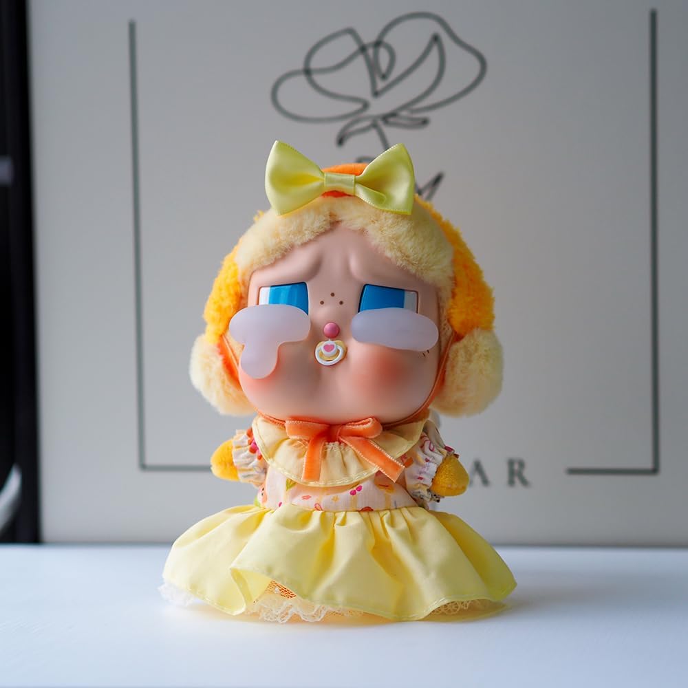 14cm Crybaby Clothes Set, Yellow Dress & Butterfly Hair Clip Set for 14cm Crybaby Accessories Suit, Cute Clothes for Crybaby Dress up with a Unique Style[Doll not Included]
