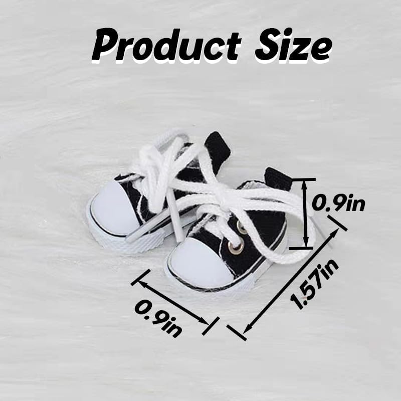 Mini Doll Shoes, 1 Pair Cute Lace Up Canvas Sneakers Compatible for 17cm/15cm Doll Shoes Toy Outfit Accessories(White)