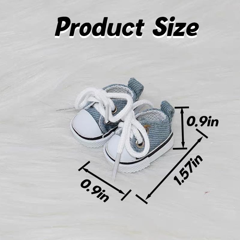 Mini Doll Shoes, 1 Pair Cute Lace Up Canvas Sneakers Compatible for 17cm/15cm Doll Shoes Toy Outfit Accessories(White)