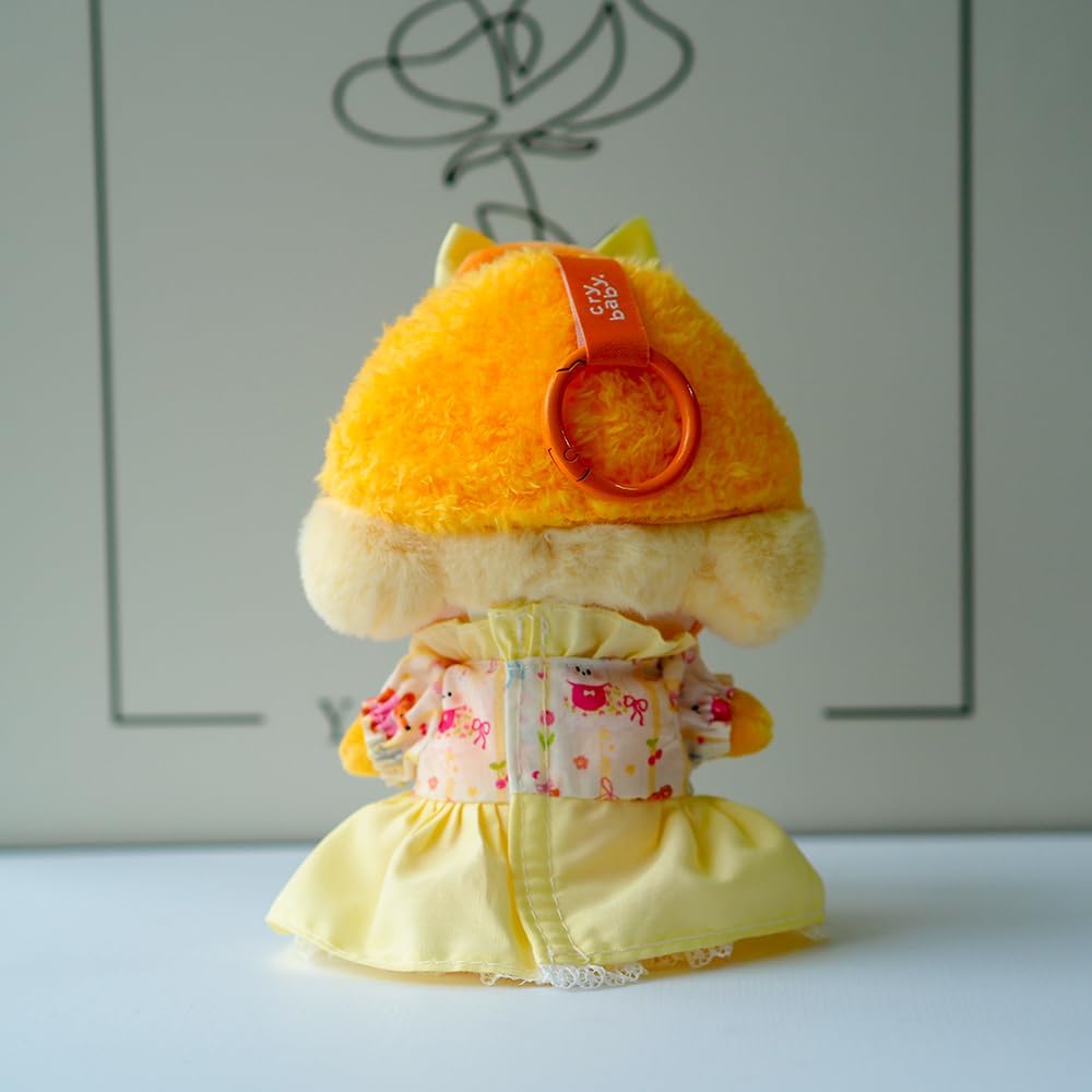 14cm Crybaby Clothes Set, Yellow Dress & Butterfly Hair Clip Set for 14cm Crybaby Accessories Suit, Cute Clothes for Crybaby Dress up with a Unique Style[Doll not Included]