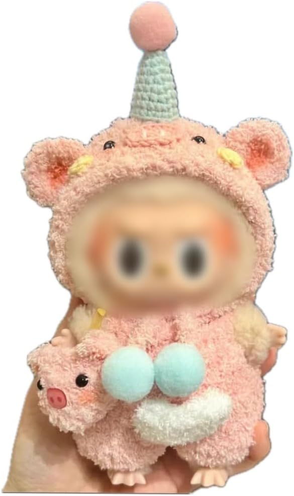 Plush Clothing for Labubu (NO Doll) for Macaron for Have a Seat and for Big into Energy,Handmade Plush Clothes Set for 6.7 inches Doll,Premium Outfit with Accessories for Labubu V1/V2/V3 (Puppy)