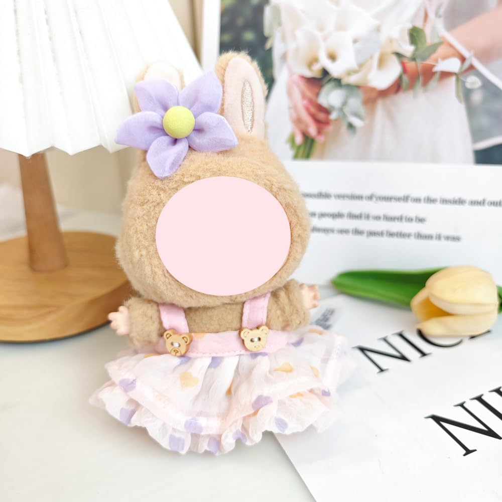 Clothes for Labubu, Dress Outfit Set 3 Pieces Suitable for Labubu Accessories, Dress Up Hats Clothes for Labubu Doll, Compatible with 15cm & 17cm Labubu(No Doll Included) (Green)