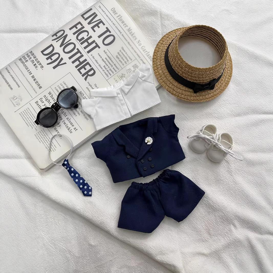 Handmade LABUBU Clothes (17CM), G-Dragon Style Navy Blue Suit Outfit – Korean GD Fashion Style Doll Clothes