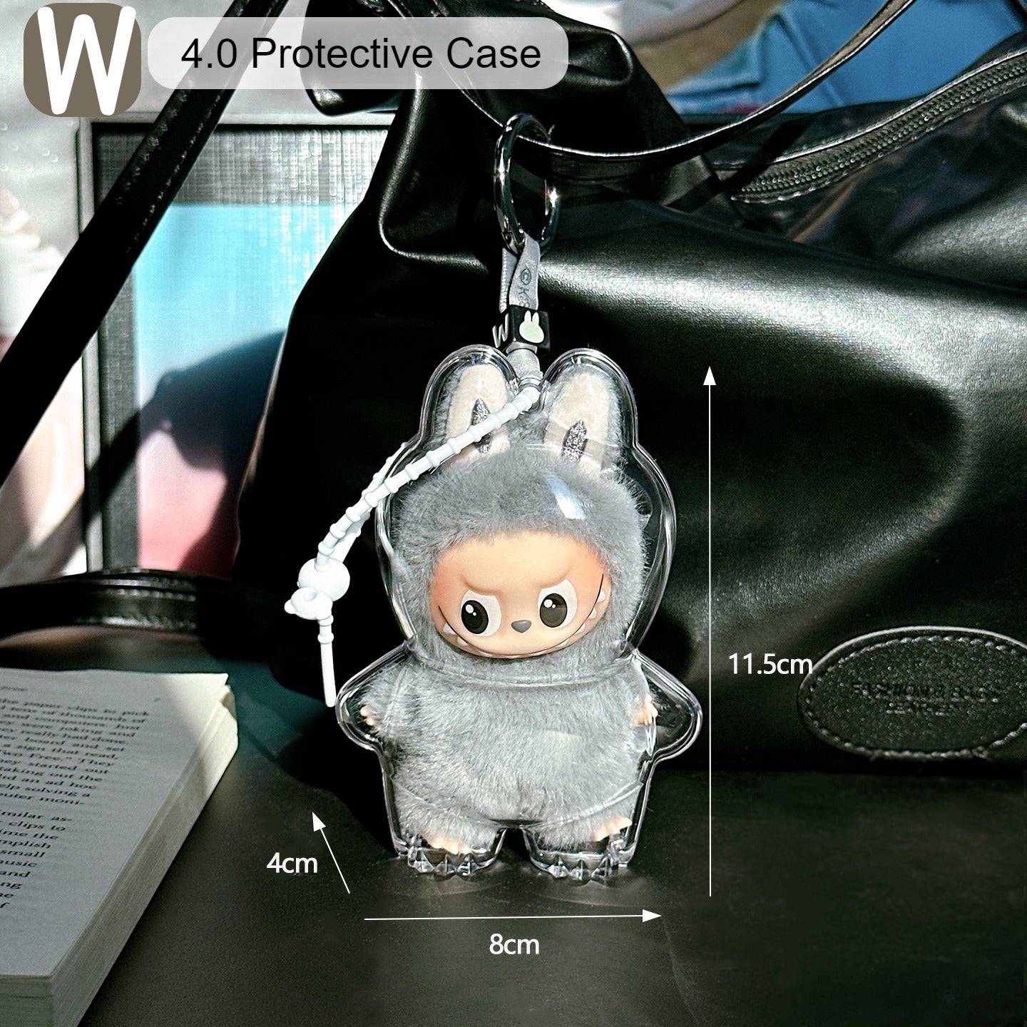 10.5cm Labubu 4th Gen Heart Code Collection Clear Acrylic Protective Case | Hard Shell Dust-Proof Collectible Carrier for Mini Keychain Charms