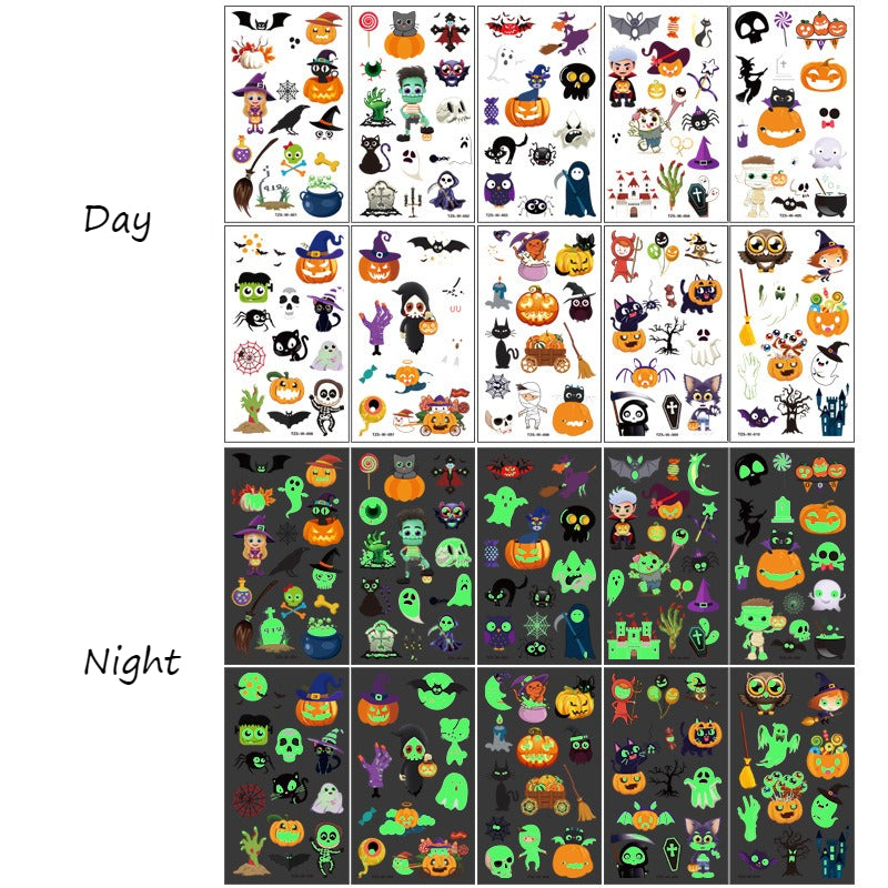Glow in The Dark Halloween Tattoos - Temporary UV Face/Body Art for Kids Party Scary