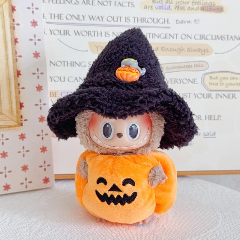 Labubu Gen 1-3 Halloween Pumpkin Outfit Set for Sitting Party Vinyl Dolls | Festival Costume Change (Clothes Only)