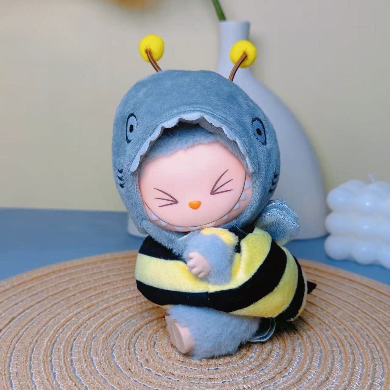 17cm Labubu Shark & Dinosaur Outfit Set | Replacement Clothes for Plush/Vinyl Keychain Charms