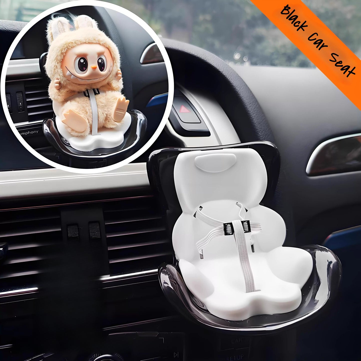 POP MART Labubu Car Seat Decor - Cute Vinyl Figure Holder for Air Vent w/Clip | Safe Non-Obstructive Vehicle Accessory