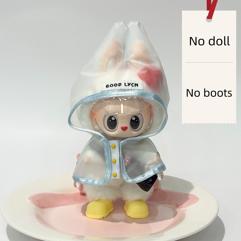 17cm Labubu Transparent Raincoat | Doll Clothes | Without Shoes