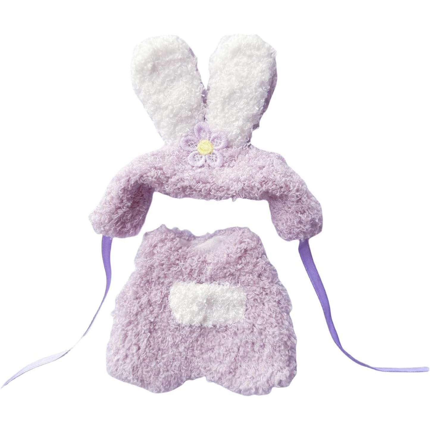 LABUBU DOLL CLOTHES - PINK MELODY SET (No Doll Included), Overalls Set for 6.7inch Plush Doll Suit, Faking Animal Style Outfit Jumpsuit, Cute Fashion Dress Up Clothes Accessories for 1st/2nd/3rd Gen LABUBU (Rabbit)