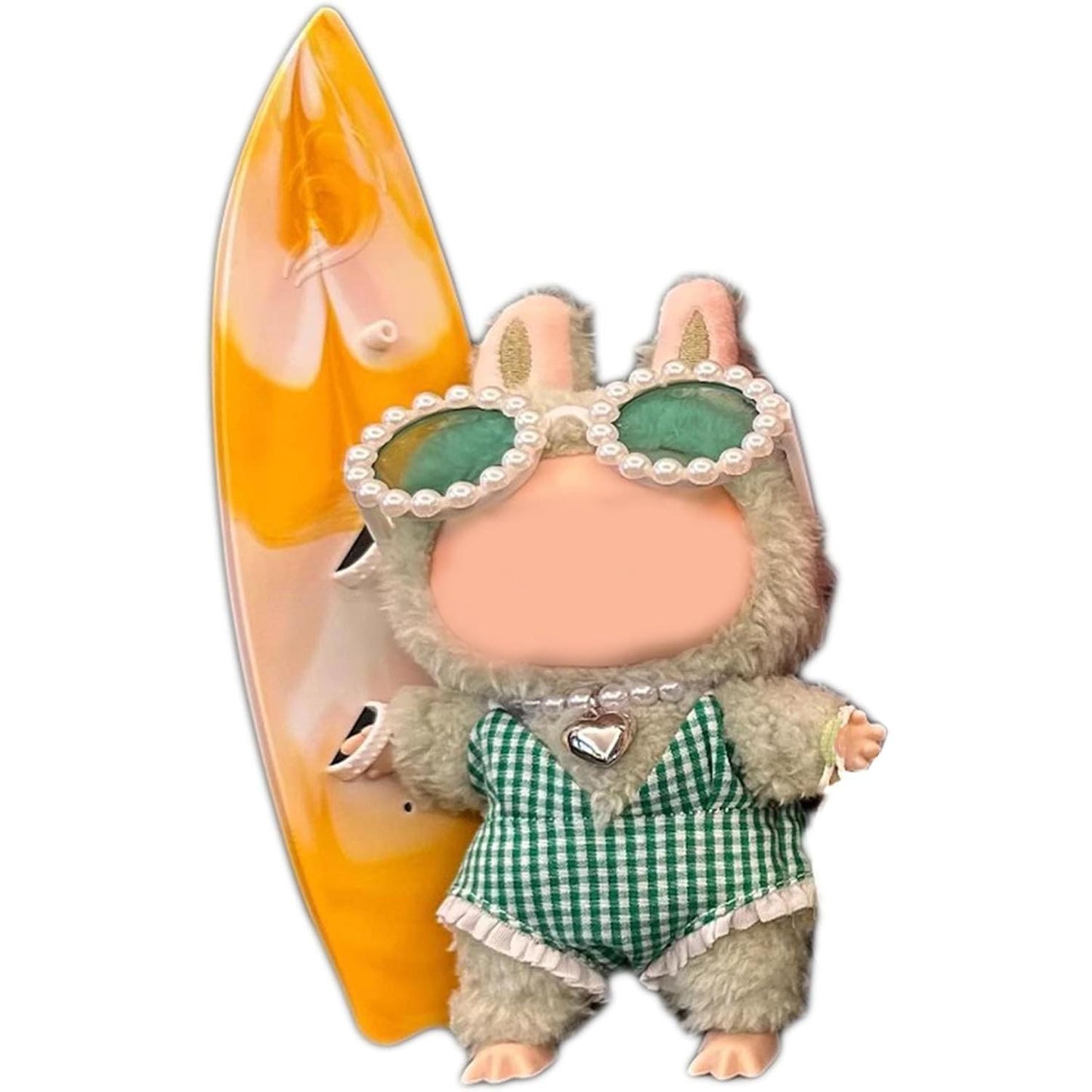 LABUBU Doll's Dress Up Clothes (No Doll) - Bikini Outfit for 17cm (6.7'') Labubu, Cute Exquisite Accessories for Doll Collection, Stylish Doll Clothing (Green Swim)