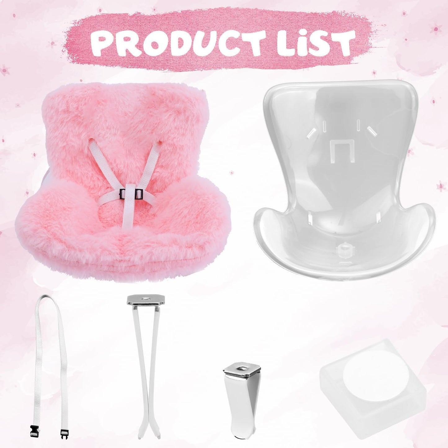 LABUBU CAR SEAT - Cute Soft Furry Cushion Pink Sofa with Car Air Vents Clip