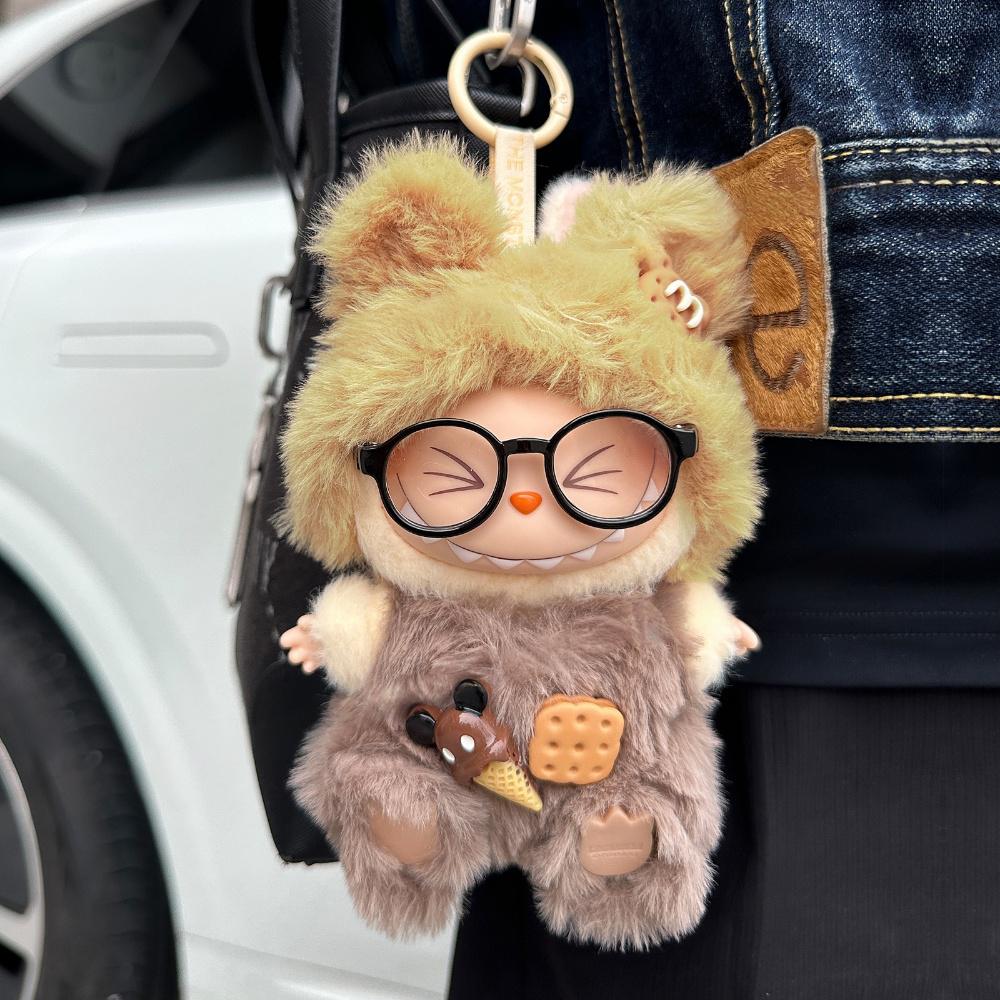 17cm Labubu Gen 1-2 Sandwich Bear Outfit Set | T-Shirt + Overalls | Vinyl/Plush-Compatible Clothes Only for Collectible Dolls