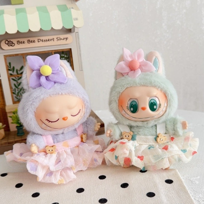Labubu Summer Pastel Dress Set - Mint Green Tulle Skirt & Bonnet for Have a Seat Series