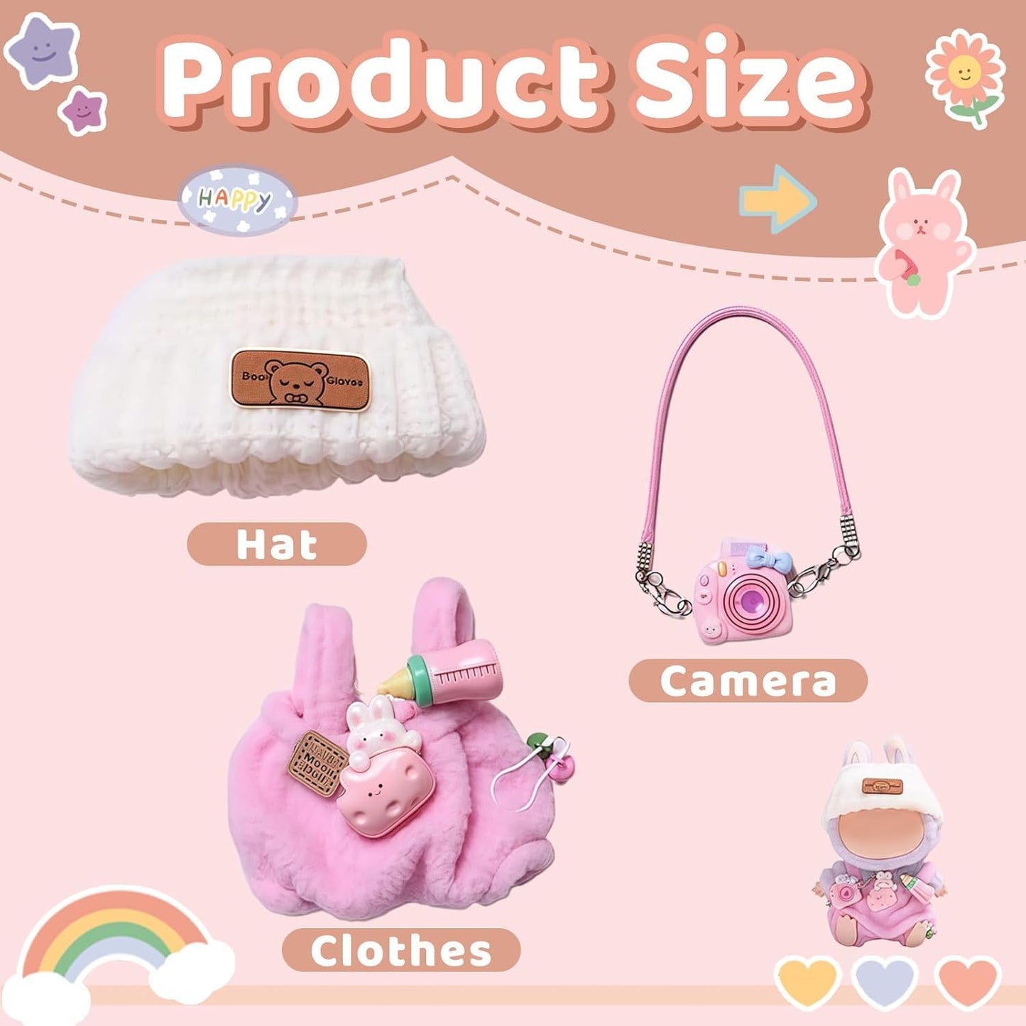 LABUBU CLOTHES - Handcrafted Crochet 3-Piece Set, Premium Outfit with Stylish Clothes Accessories for LABUBU