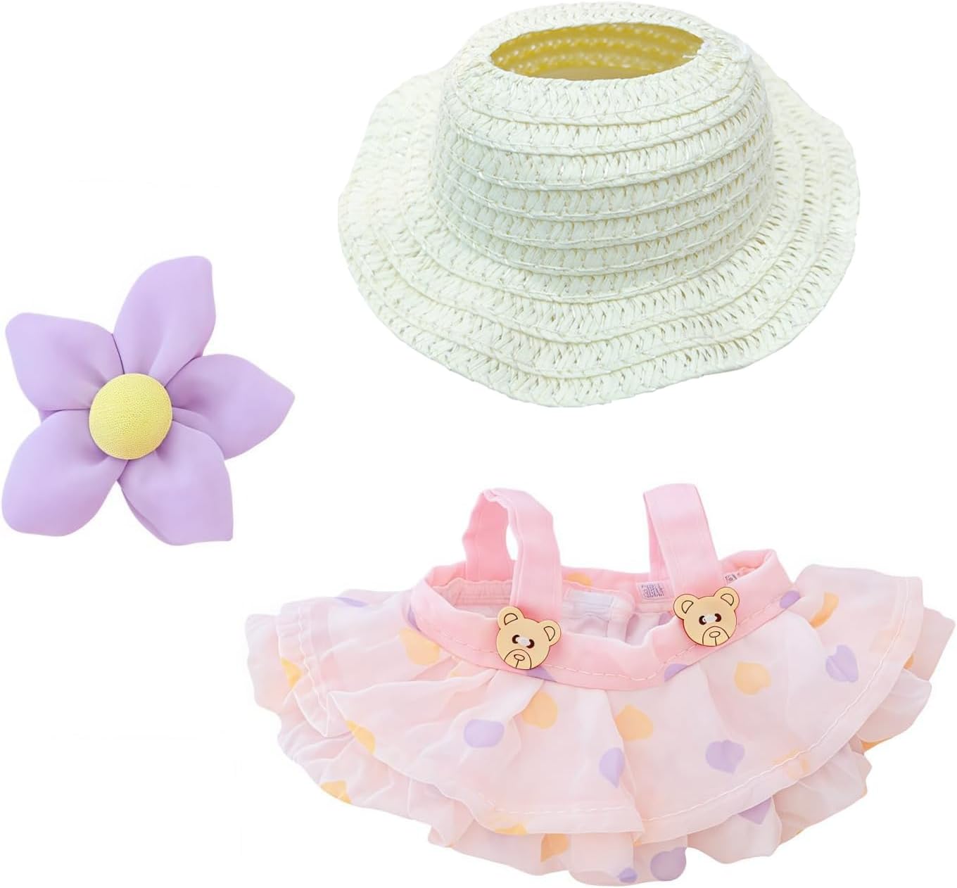 Clothes for Labubu, Dress Outfit Set 3 Pieces Suitable for Labubu Accessories, Dress Up Hats Clothes for Labubu Doll, Compatible with 15cm & 17cm Labubu(No Doll Included) (Green)
