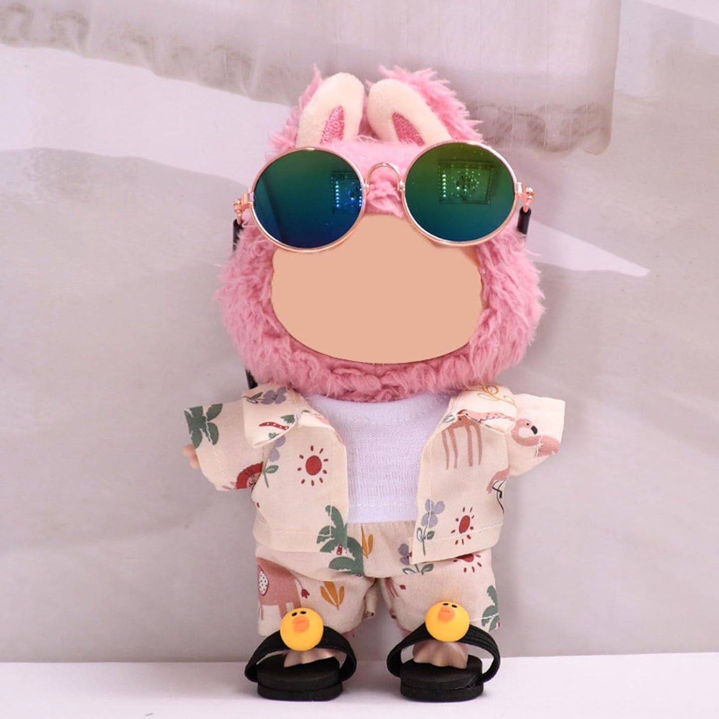 Clothes for 17cm Labu Doll Luxury Chic Doll Clothing & Style Bundle High-End Fashion Beach Set Accessories Including Clothes + Pants+ Glasses+Slippers Labu (No Doll) (Black Beach Suit (no Doll))