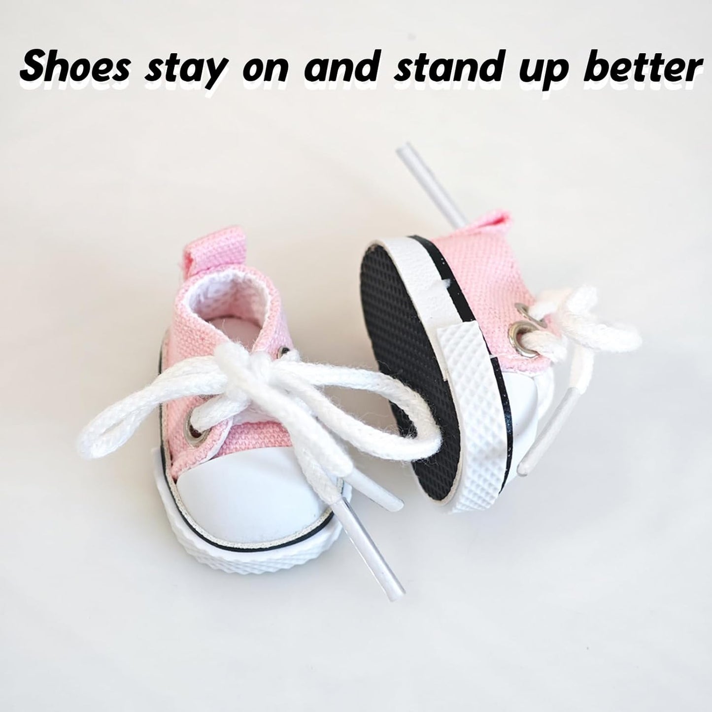 Mini Doll Shoes, 1 Pair Cute Lace Up Canvas Sneakers Compatible for 17cm/15cm Doll Shoes Toy Outfit Accessories(White)