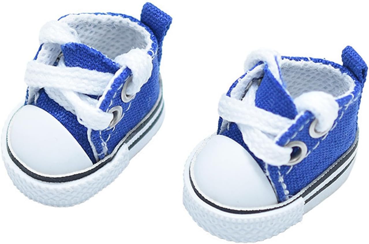 Mini Doll Shoes, 1 Pair Cute Lace Up Canvas Sneakers Compatible for 17cm/15cm Doll Shoes Toy Outfit Accessories(White)