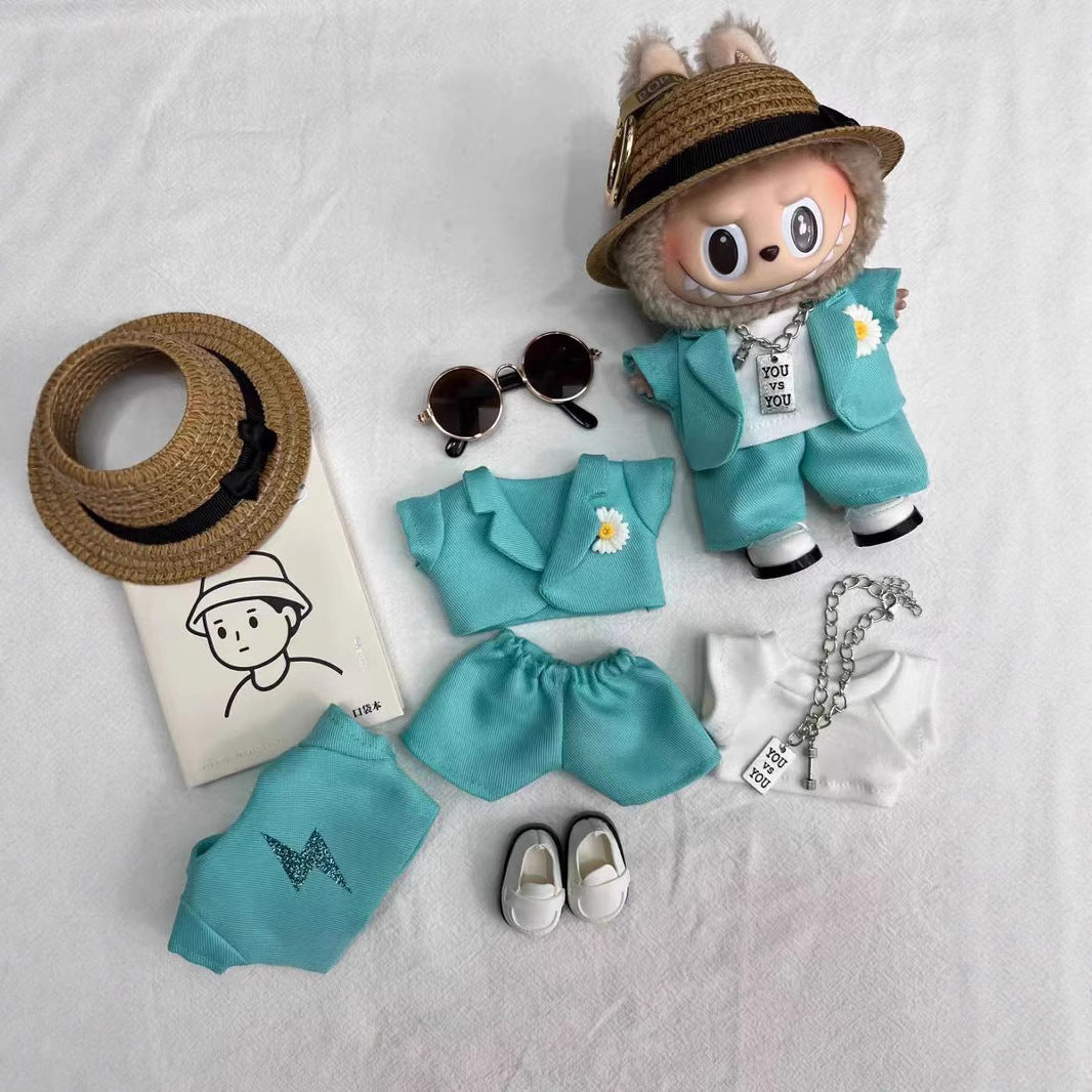 Handmade LABUBU Clothes (17CM), G-Dragon Style Navy Blue Suit Outfit – Korean GD Fashion Style Doll Clothes