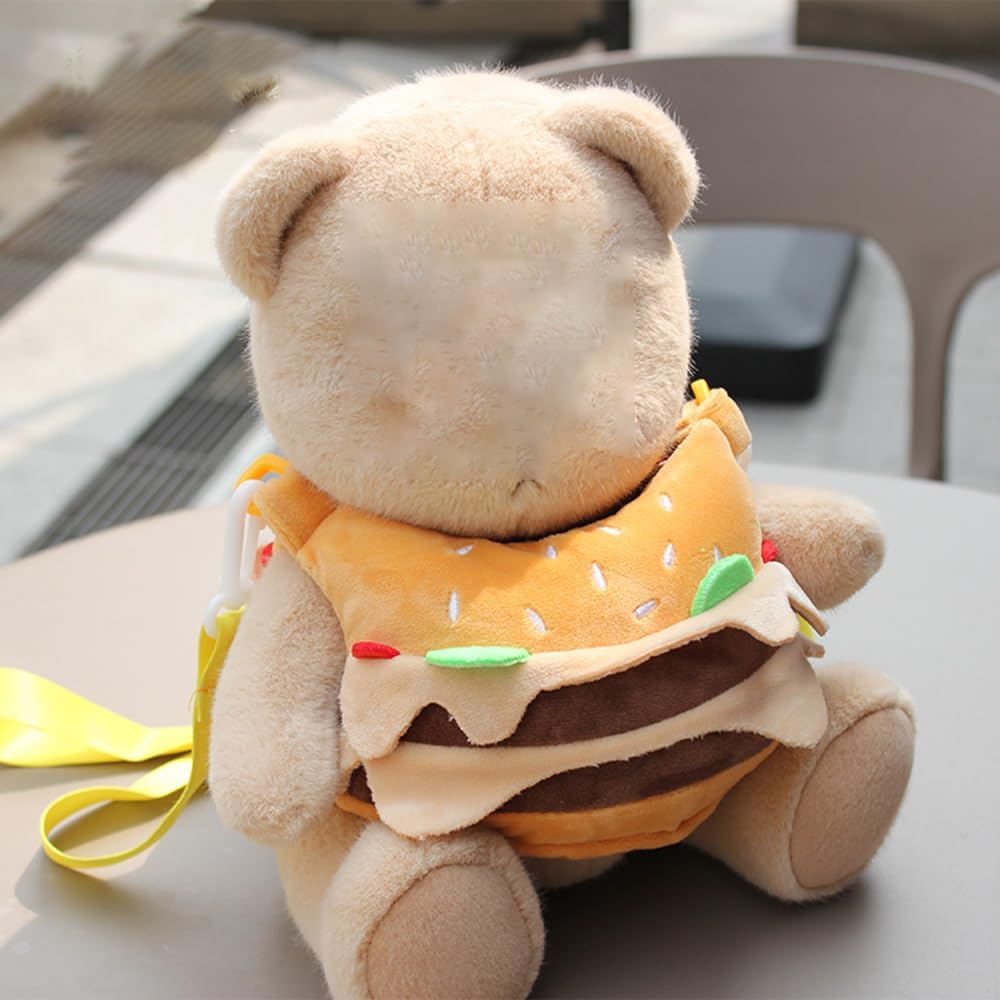 Cute LABUBU The Monster Doll Clothes Set - Fantasy Elf Outfits, Rainbow & Sitting Party Style, Kawaii Overalls + Top (Hamburger)