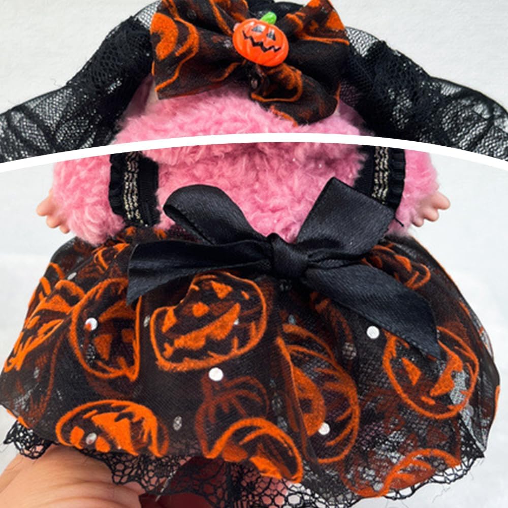 2025 Halloween Clothes for Labubu, Cute Outfit for 17cm Labubu Clothes, Premium Halloween Costume for Dolls Outfit Halloween Doll Clothes Pumpkin Outfit Accessories for Labubu Gift or Display (#A)