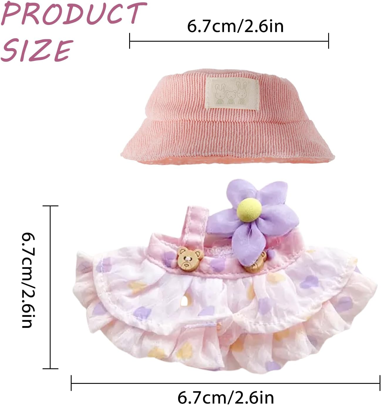 Clothes for Labubu(NO Dolls)，3 Pieces Dress Outfit Set for 6.7inch（17cm） Doll Suit,Clothes Accessories for 1st/2nd/3rd Gen Doll Play，Green Dress Series Is More Healthy and Natural (Green dress)