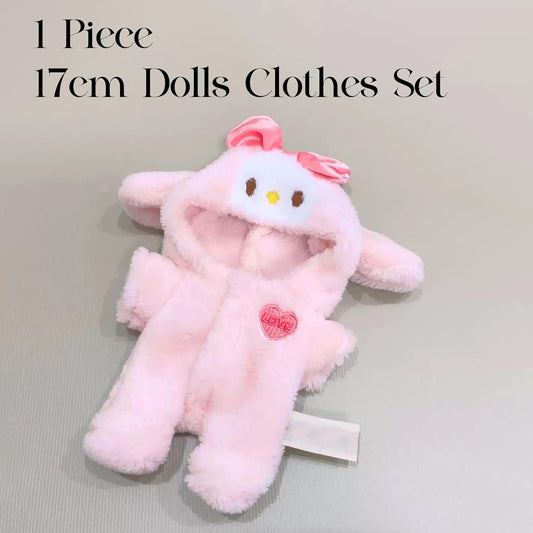 17cm Doll Clothes, Outfits for Clothes Set, Dolls Keychain Accessories, Faking Animal Style Outfit Jumpsuit (Bunny Pink)