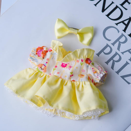 14cm Crybaby Clothes Set, Yellow Dress & Butterfly Hair Clip Set for 14cm Crybaby Accessories Suit, Cute Clothes for Crybaby Dress up with a Unique Style[Doll not Included]