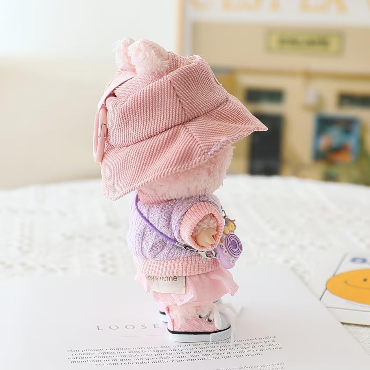 Clothes for Labubu Doll,Clothes for Dolls Accessories, Stylish Kawaii Outfit Set 5 Pieces Suitable for Labubu 15cm 17cm Doll,Doll Clothing Set Replacement (Purple)