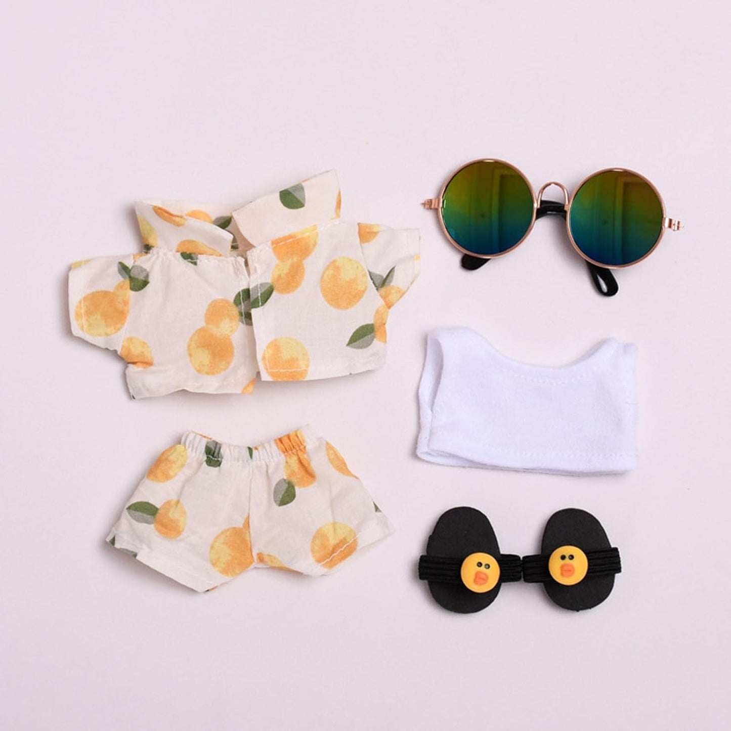 Clothes for 17cm Labu Doll Luxury Chic Doll Clothing & Style Bundle High-End Fashion Beach Set Accessories Including Clothes + Pants+ Glasses+Slippers Labu (No Doll) (Black Beach Suit (no Doll))